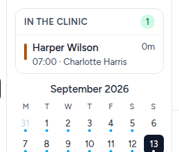 The In the clinic rail, with the arrival on it